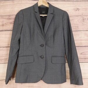 J.Crew Blazer Womens 2P Gray Super 120s Wool Tailored Lined Two Button